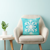 青い水の色の背景に白いスノーフレーク クッション (椅子)