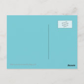 青い水の色の背景に白いスノーフレーク ポストカード (裏面)