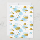 青い水の色の雲金ゴールド星スカイベイビーシャワー 招待状 (裏面)