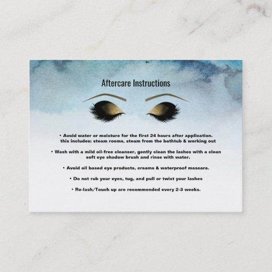 青い水の色まつげ友人のアフターケアを参照 紹介カード (裏面)