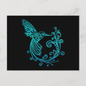 青い水の色をスタイル化したハチドリ ポストカード (正面)