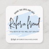 青い水の色を参照する友人の爪、 ネイルスパ割引 スクエア名刺 (正面)