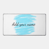 青い水の色を追加する名前の文字メッセージをここにスロー デスクマット (正面)