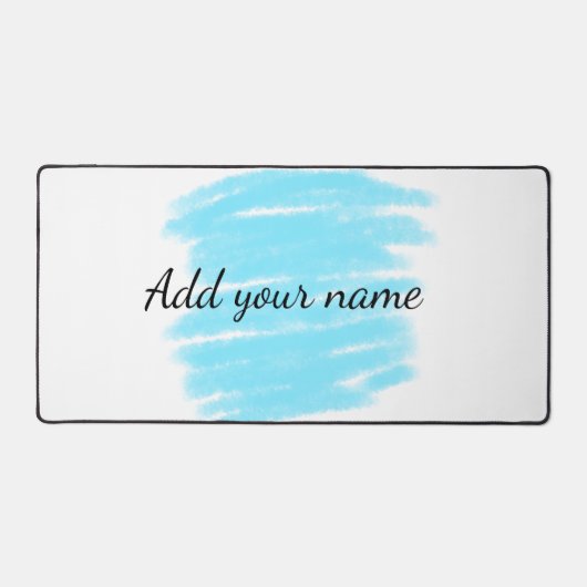 青い水の色を追加する名前の文字メッセージをここにスロー デスクマット (正面)