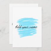青い水の色を追加する名前の文字メッセージをここにスロー ノートカード (正面/裏面)
