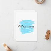 青い水の色を追加する名前の文字メッセージをここにスロー ノートカード (正面/裏面インサイチュ)