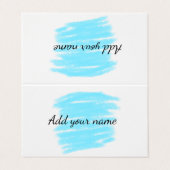 青い水の色を追加する名前の文字メッセージをここにスロー 名刺 (外部フラット)