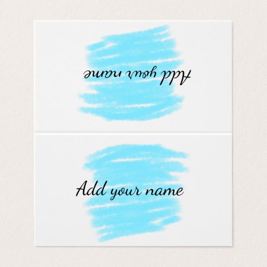 青い水の色を追加する名前の文字メッセージをここにスロー 名刺 (外部フラット)