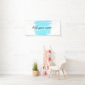 青い水の色を追加する名前の文字メッセージをここにスロー 横断幕 (インサイチュ)