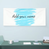 青い水の色を追加する名前の文字メッセージをここにスロー 横断幕 (トレードショー)