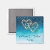 青い水の色グラデーションモノグラムの マグネット (正面/裏面)