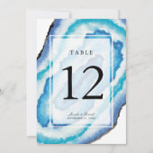 青い水の色ジオデ結婚スのテーブル番号 招待状 (正面)