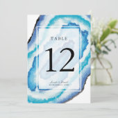 青い水の色ジオデ結婚スのテーブル番号 招待状 (スタンド正面)