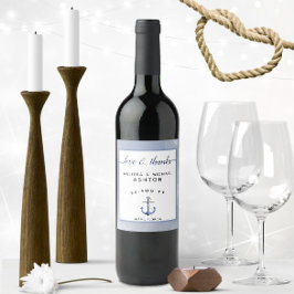 青い水の色⚓航海の結婚の ワインラベル