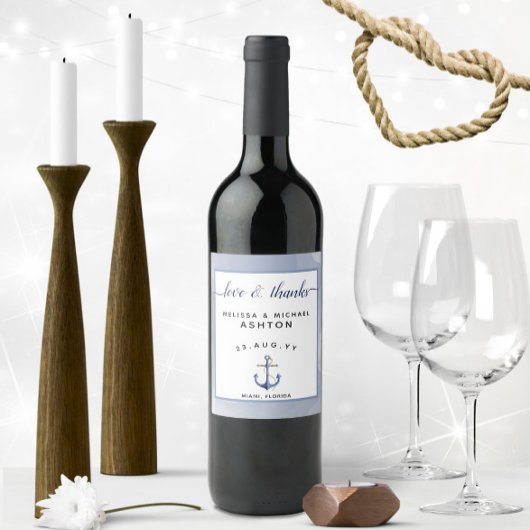 青い水の色⚓航海の結婚の ワインラベル