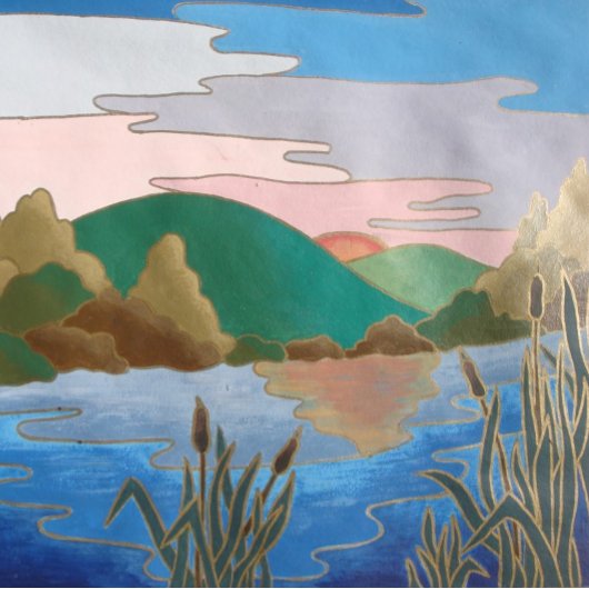 青い水の風景の抽象芸術 コンテンポラリー ジグソーパズル