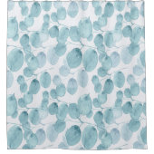 青い水エレガント色の葉のパターン| シャワーカーテン (正面)