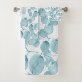 青い水エレガント色の葉のパターン| バスタオルセット