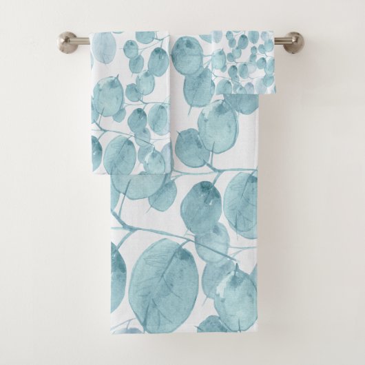 青い水エレガント色の葉のパターン| バスタオルセット (インサイチュ)