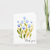 青い水ミニマル色の花ありがとう カード (正面)