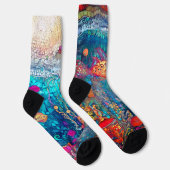 青い水中海洋生物サマーハッピーカラフル ソックス (右)