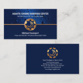 青い水中競技水滴金ゴールド泳ぐ 名刺 (正面/裏面)