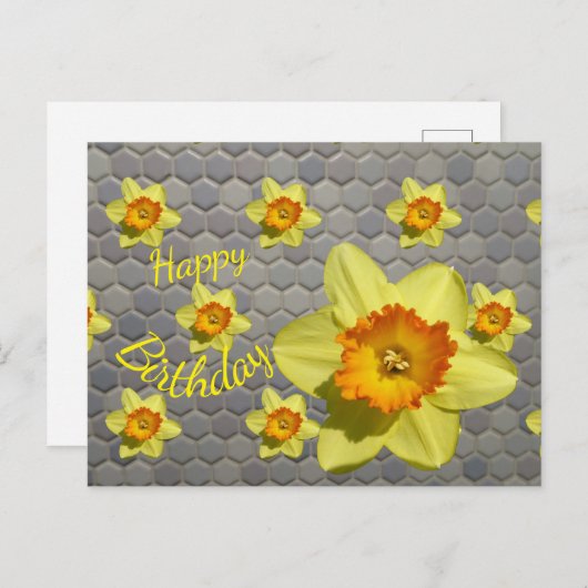 青い水仙のお客様の影。誕生日はがき ポストカード (正面/裏面)