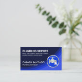 青い水層給排水衛生設備 名刺 (スタンド正面)