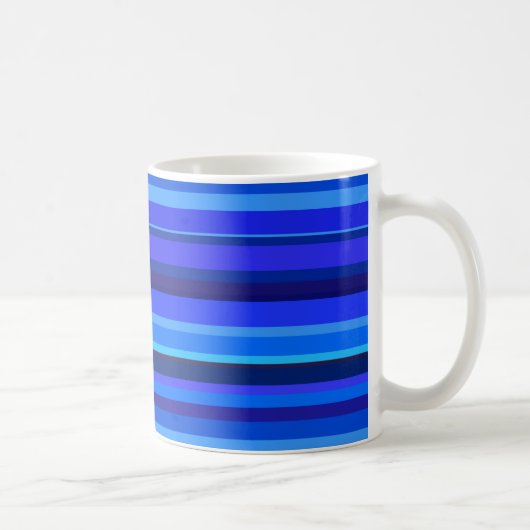 青い水平ストライプ線 コーヒーマグカップ (右)