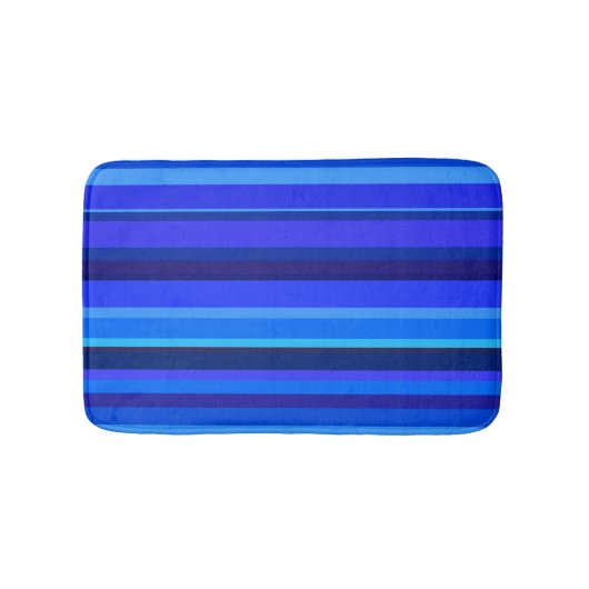 青い水平ストライプ線 バスマット (正面)
