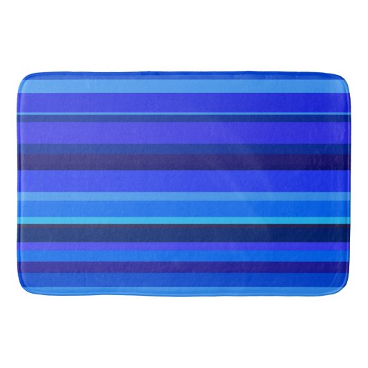 青い水平ストライプ線 バスマット (正面)