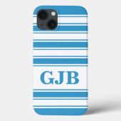 青い水平ストライプ線(モノグラム) Case-Mate iPhoneケース (裏面)