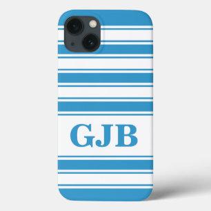 青い水平ストライプ線（モノグラム） iPhone 13ケース