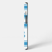青い水平ストライプ線（モノグラム） iPhoneケース (左側面)