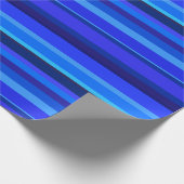 青い水平ストライプ線 ラッピングペーパー (角)