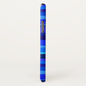 青い水平ストライプ線 Case-Mate iPhoneケース (裏面/右)