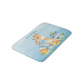 青い水彩のかわいいサファリジャングル動物 バスマット (アングル)