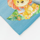 青い水彩のかわいいサファリジャングル動物 フリースブランケット (角)