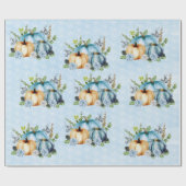 青い水彩のとうがらし　秋　オータム ラッピングペーパー (フラット)