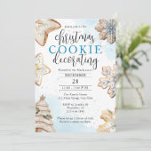 青い水彩のアイシングクッキー デコレーション パーティー 招待状 (スタンド正面)