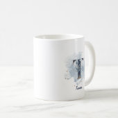 青い水彩のイニシャルT 名前入り コーヒーマグカップ (正面右)
