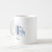 青い水彩のイニシャルT 名前入り コーヒーマグカップ (正面左)