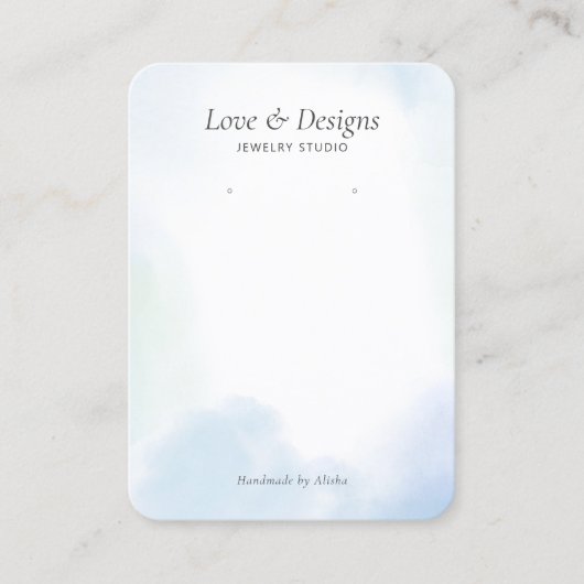 青い水彩のイヤリング ディスプレイ 名刺 (正面)