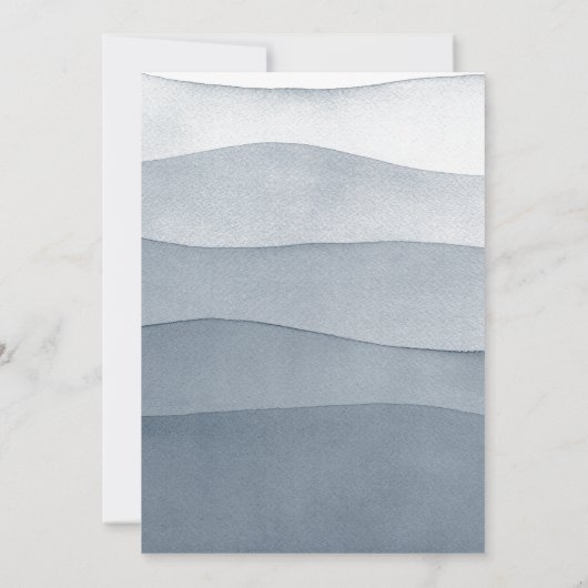 青い水彩のウェディング ディップ 招待状 (裏面)