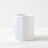 青い水彩のストライプの赤と青の鳥 コーヒーマグカップ (中央)