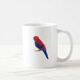 青い水彩のストライプの赤と青の鳥 コーヒーマグカップ