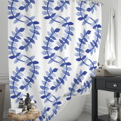 青い水彩のツタ シャワーカーテン