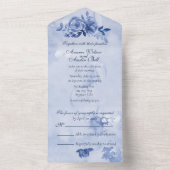 青い水彩のバラ オールインワン招待状 (内側)
