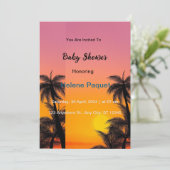 青い水彩のベイビーシャワーの招待状 招待状 (スタンド正面)