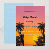 青い水彩のベイビーシャワーの招待状 招待状 (正面/裏面)